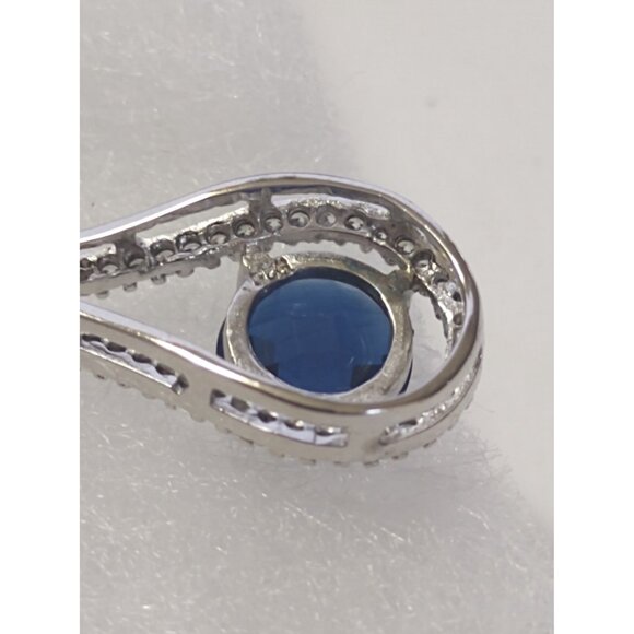 Women's Sterling Silver Blue Sapphire & Cubic Zirconia Bridal Earrings NEW - Picture 6 of 13